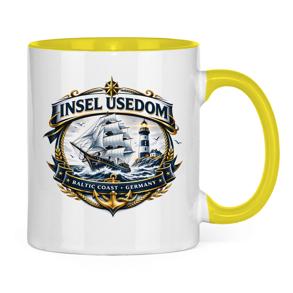 Keramik-Tasse zweifarbig  Segelschiff #584 Insel Usedom