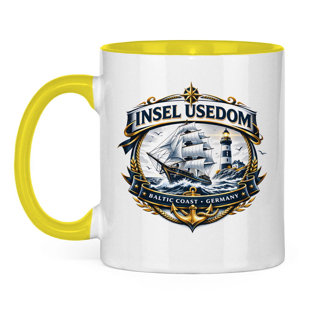 Keramik-Tasse zweifarbig  Segelschiff #584 Insel Usedom