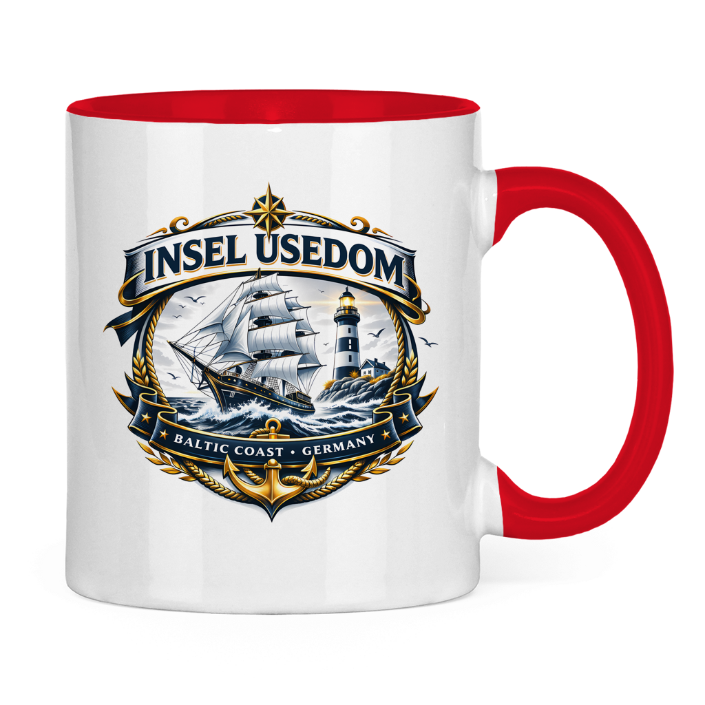Keramik-Tasse zweifarbig  Segelschiff #584 Insel Usedom