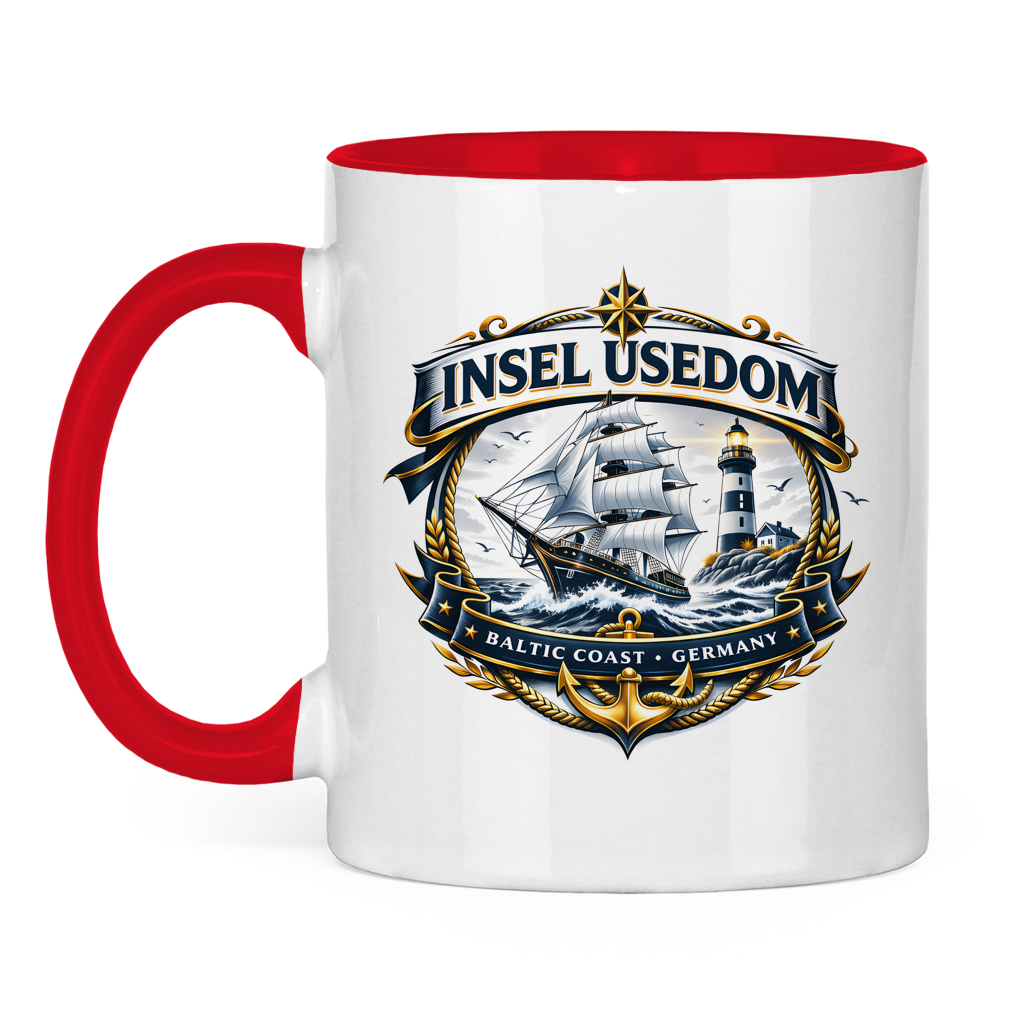 Keramik-Tasse zweifarbig  Segelschiff #584 Insel Usedom