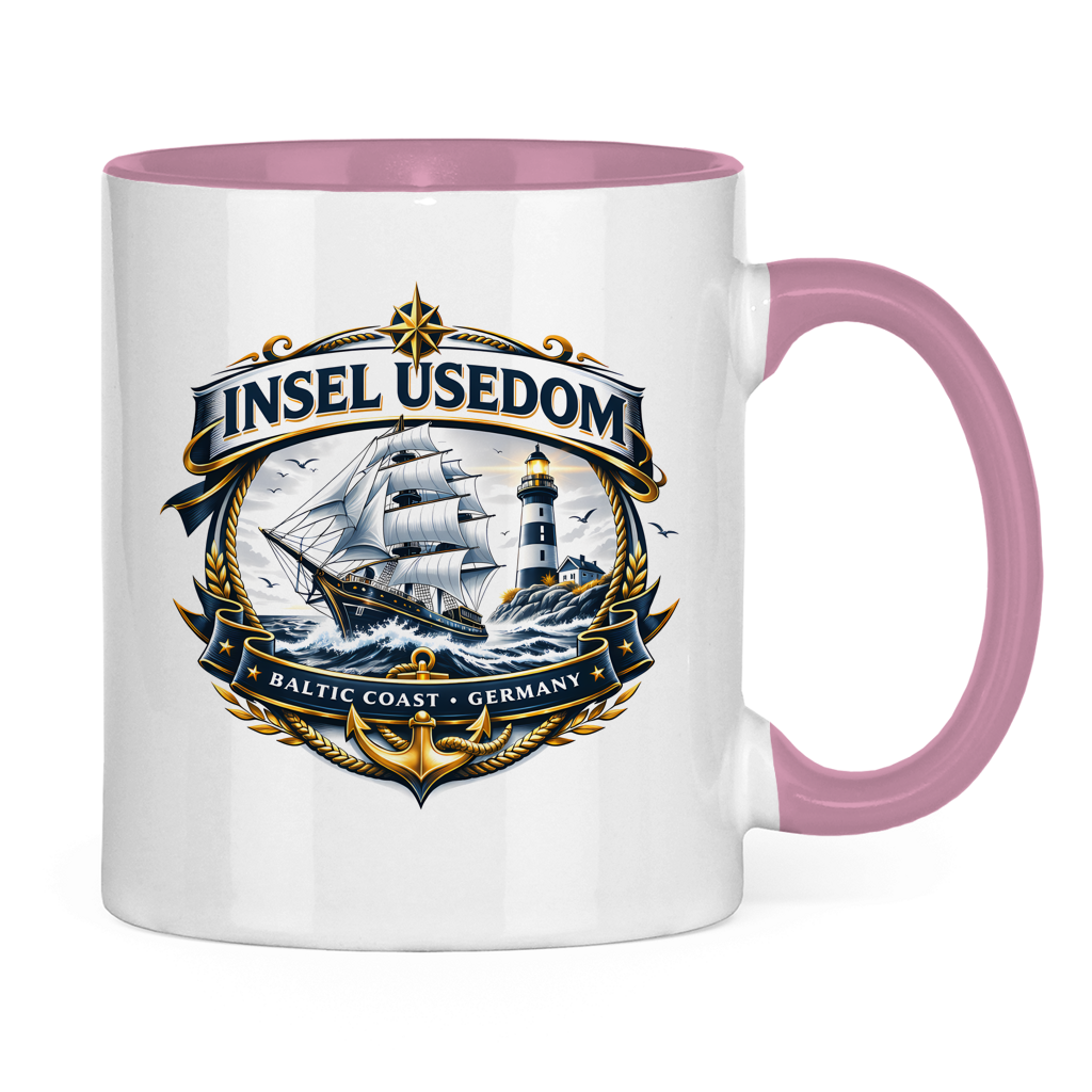 Keramik-Tasse zweifarbig  Segelschiff #584 Insel Usedom