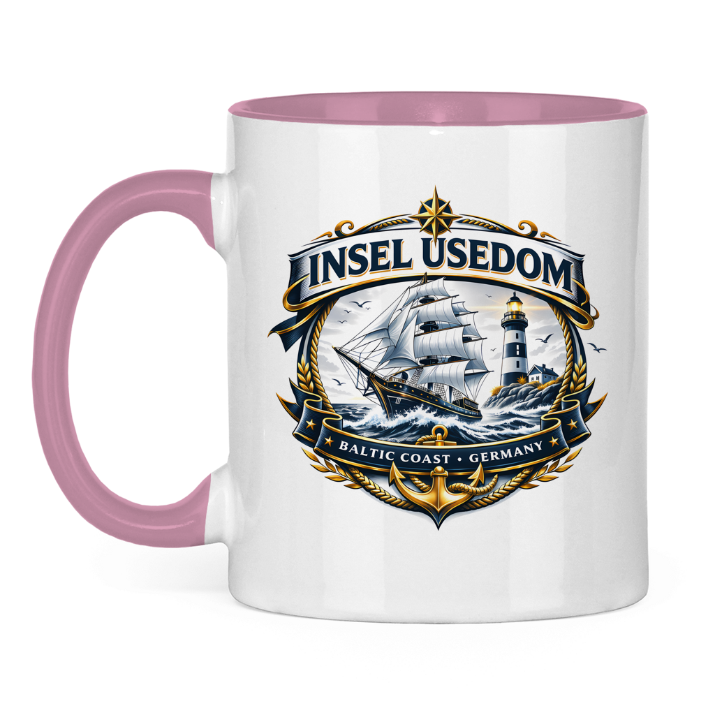 Keramik-Tasse zweifarbig  Segelschiff #584 Insel Usedom