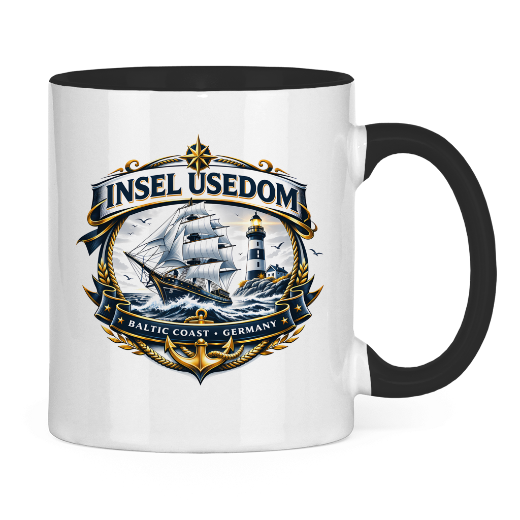 Keramik-Tasse zweifarbig  Segelschiff #584 Insel Usedom