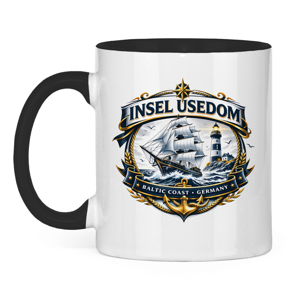 Keramik-Tasse zweifarbig  Segelschiff #584 Insel Usedom
