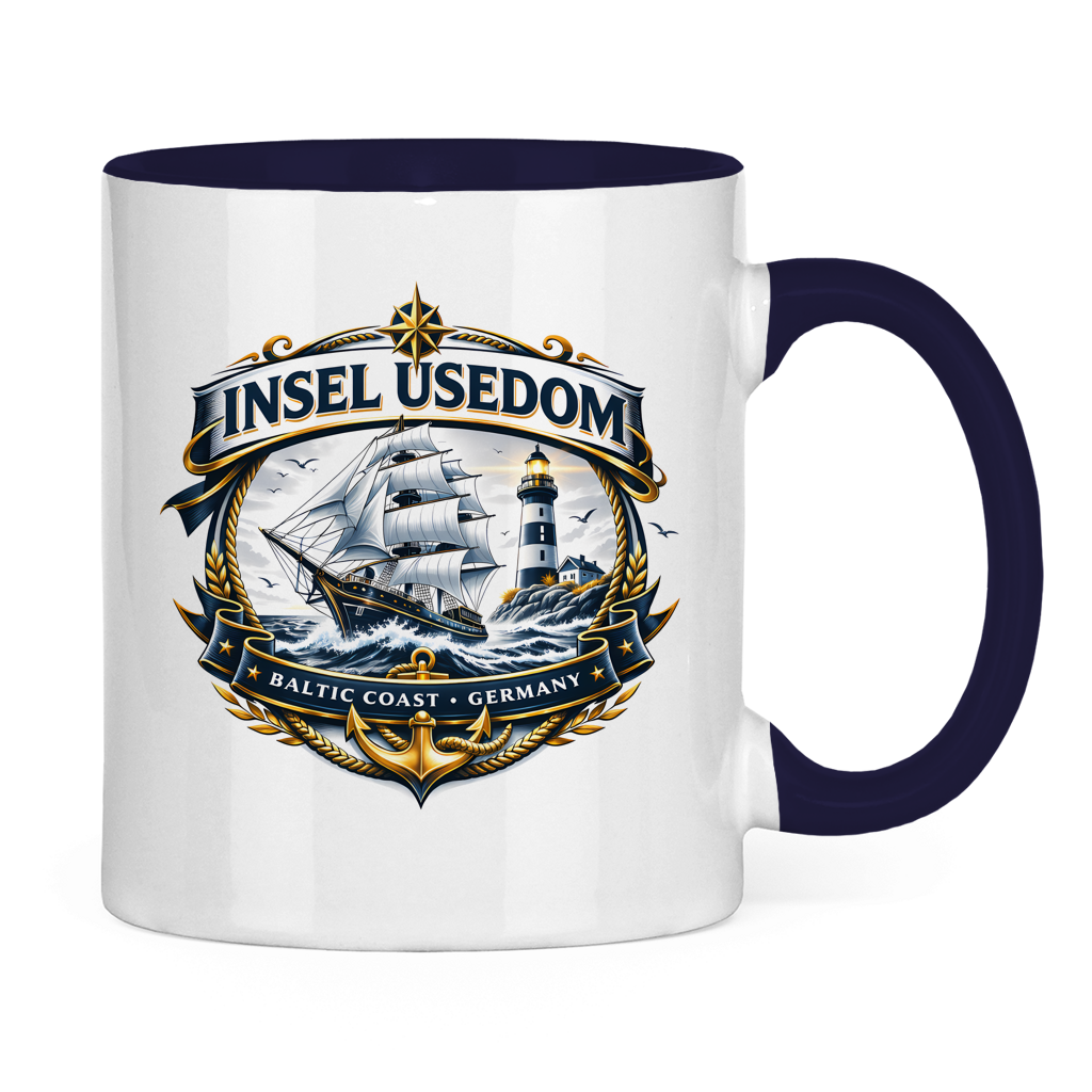 Keramik-Tasse zweifarbig  Segelschiff #584 Insel Usedom