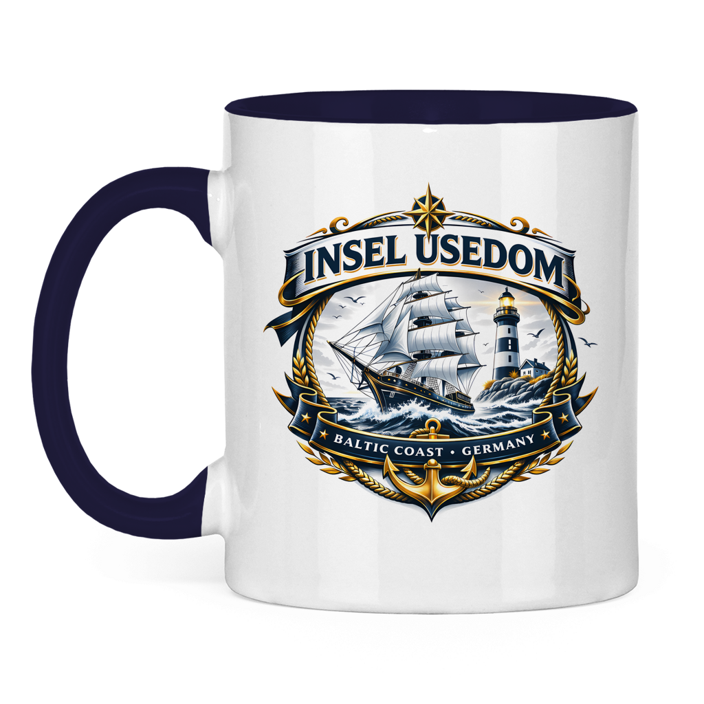 Keramik-Tasse zweifarbig  Segelschiff #584 Insel Usedom