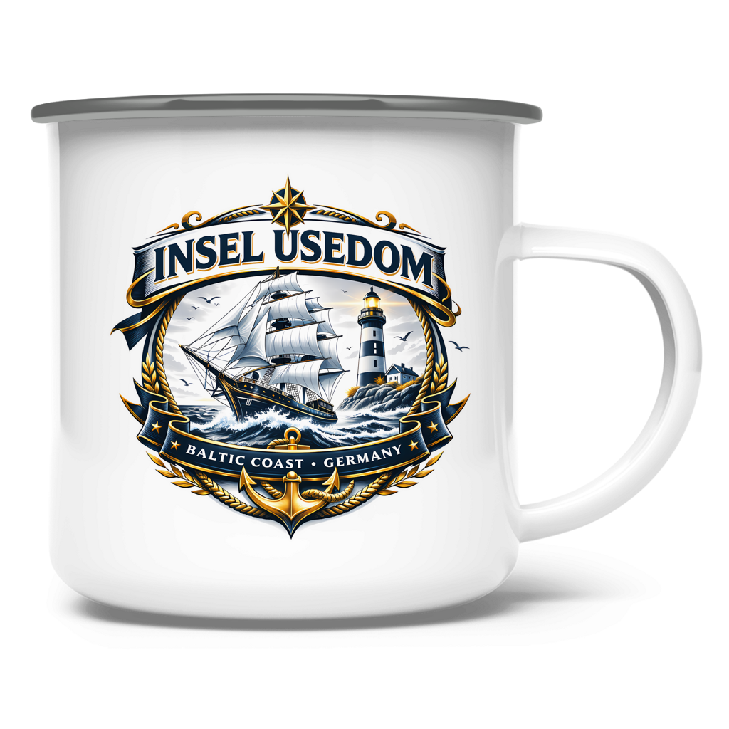 Emaille Tasse  Segelschiff #584 Insel Usedom