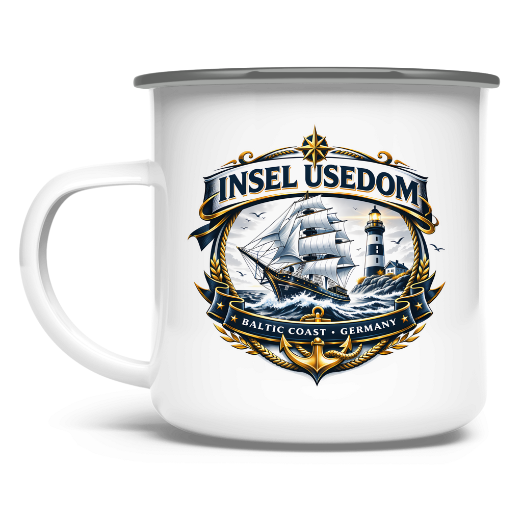 Emaille Tasse  Segelschiff #584 Insel Usedom