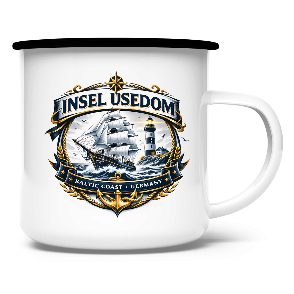 Emaille Tasse  Segelschiff #584 Insel Usedom