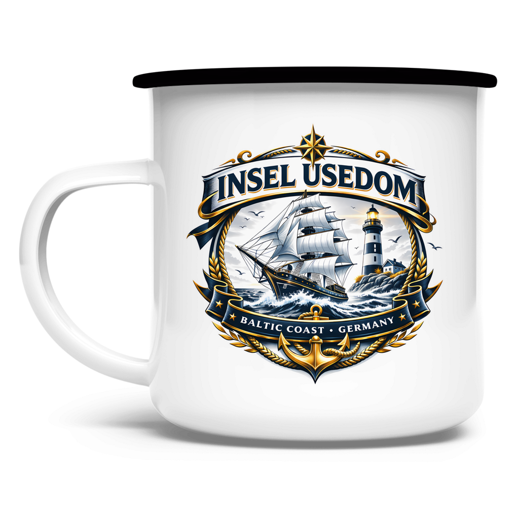 Emaille Tasse  Segelschiff #584 Insel Usedom
