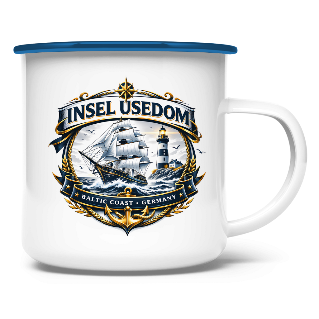 Emaille Tasse  Segelschiff #584 Insel Usedom