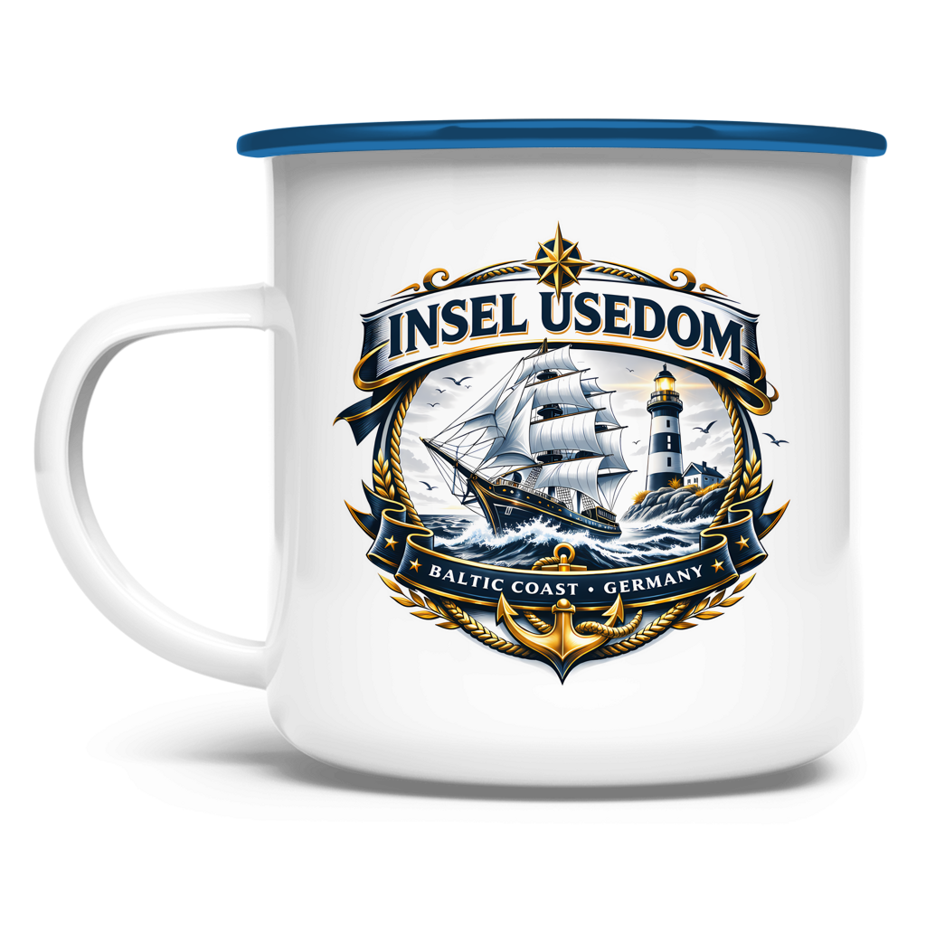 Emaille Tasse  Segelschiff #584 Insel Usedom