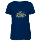 T-Shirt Damen V-Neck  Küstenkind #600 blau-gold