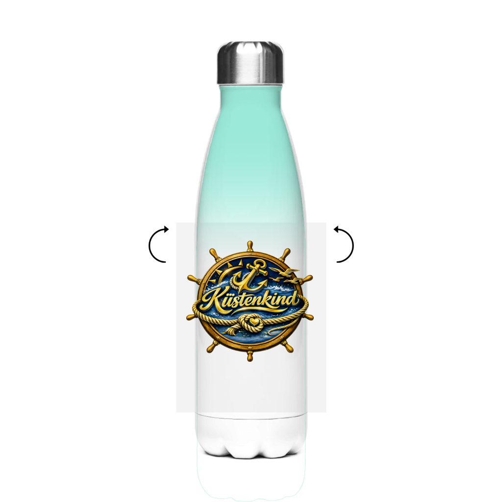 Edelstahl-Thermoflasche  Küstenkind #600 blau-gold