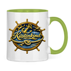 Keramik-Tasse zweifarbig  Küstenkind #600 blau-gold