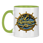 Keramik-Tasse zweifarbig  Küstenkind #600 blau-gold