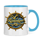 Keramik-Tasse zweifarbig  Küstenkind #600 blau-gold