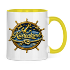 Keramik-Tasse zweifarbig  Küstenkind #600 blau-gold
