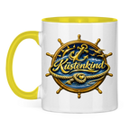 Keramik-Tasse zweifarbig  Küstenkind #600 blau-gold