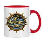 Keramik-Tasse zweifarbig  Küstenkind #600 blau-gold