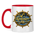 Keramik-Tasse zweifarbig  Küstenkind #600 blau-gold