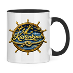 Keramik-Tasse zweifarbig  Küstenkind #600 blau-gold
