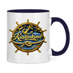 Keramik-Tasse zweifarbig  Küstenkind #600 blau-gold