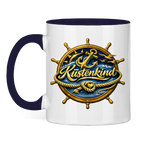 Keramik-Tasse zweifarbig  Küstenkind #600 blau-gold