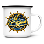 Emaille Tasse  Küstenkind #600 blau-gold