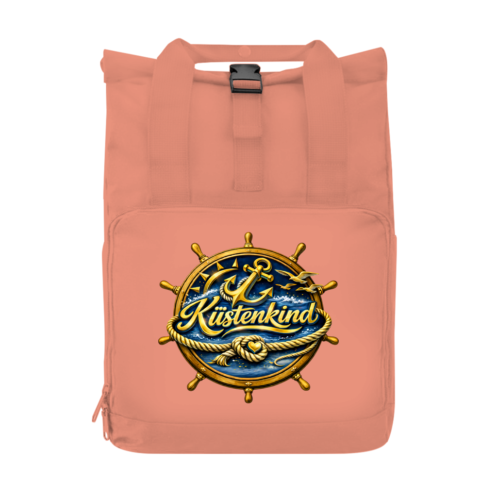 Rucksack mit Seitentasche Küstenkind #600 blau-gold   Gr. S