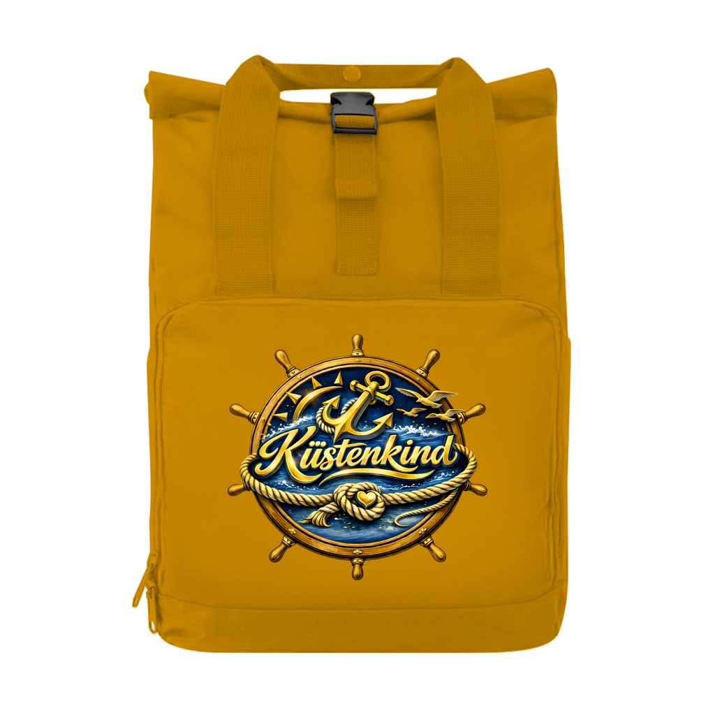 Rucksack mit Seitentasche Küstenkind #600 blau-gold   Gr. S