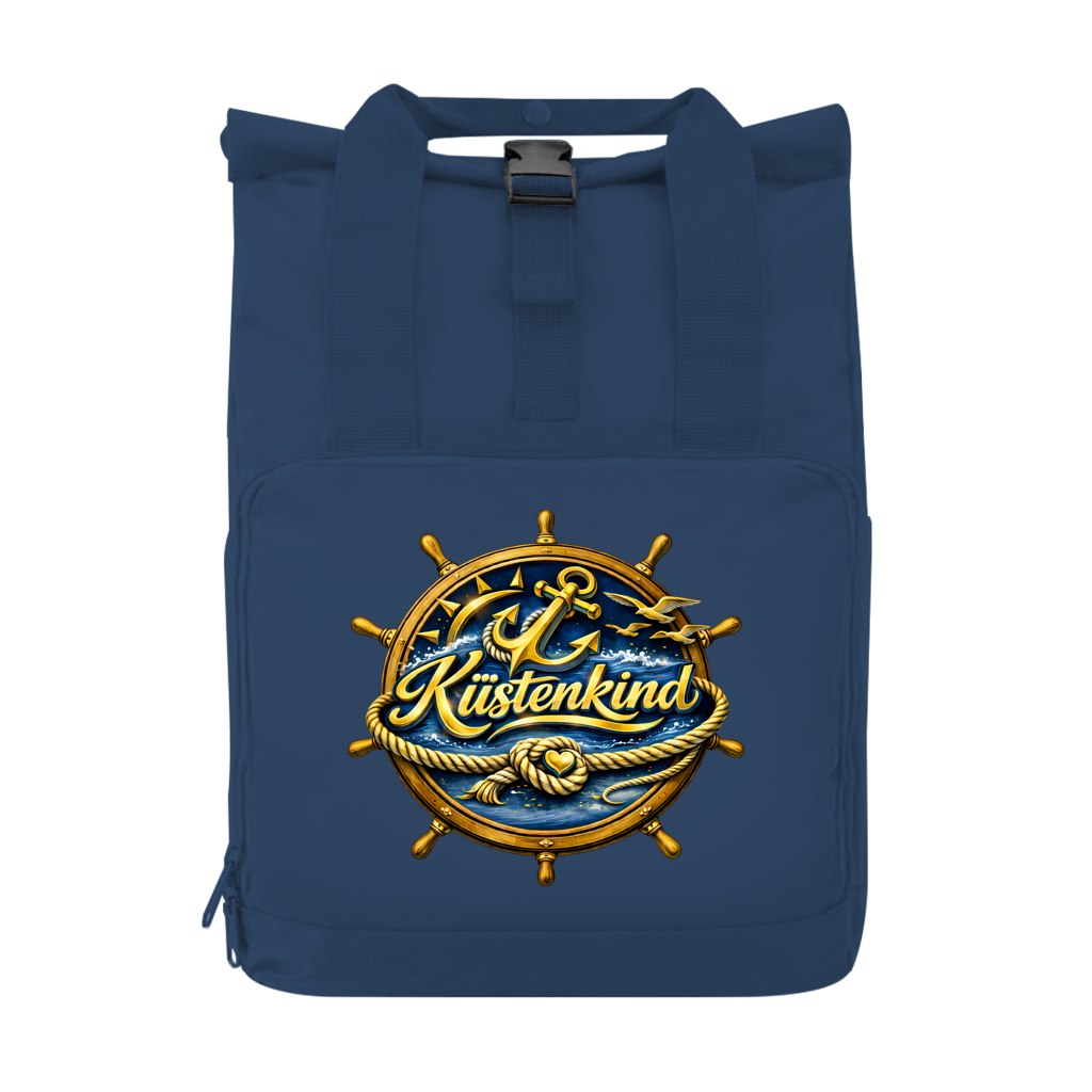 Rucksack mit Seitentasche Küstenkind #600 blau-gold   Gr. S