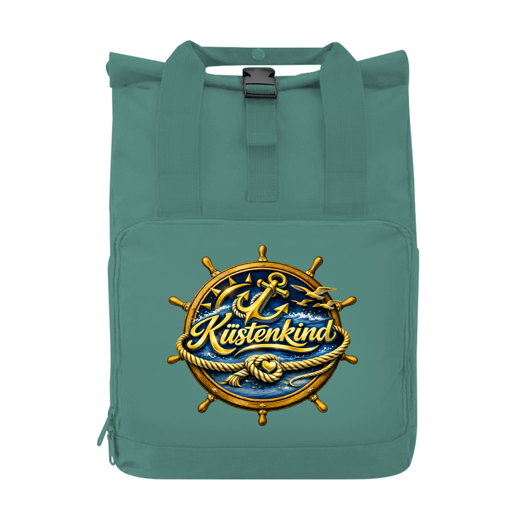 Rucksack mit Seitentasche Küstenkind #600 blau-gold   Gr. S