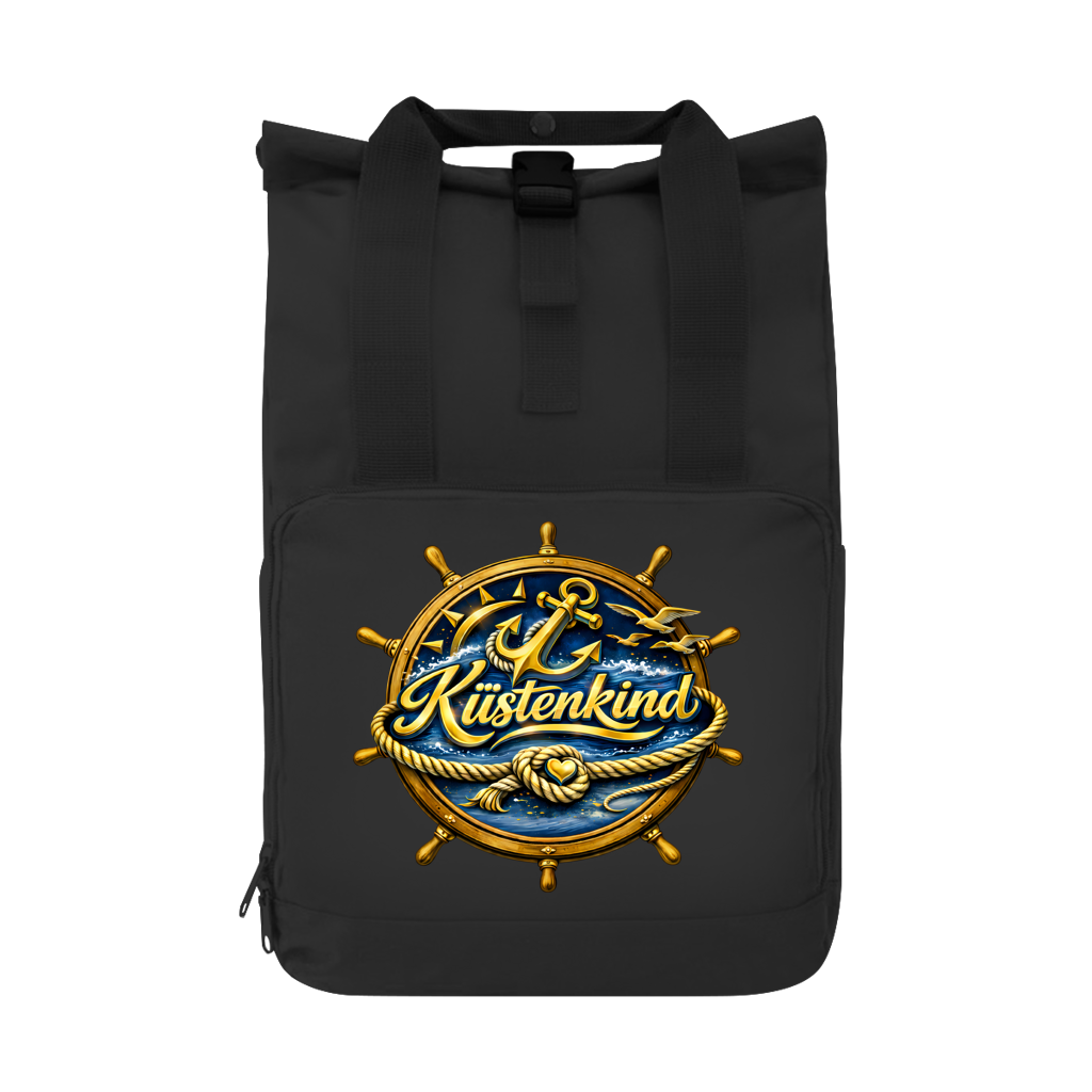 Rucksack mit Seitentasche Küstenkind #600 blau-gold  Gr. L