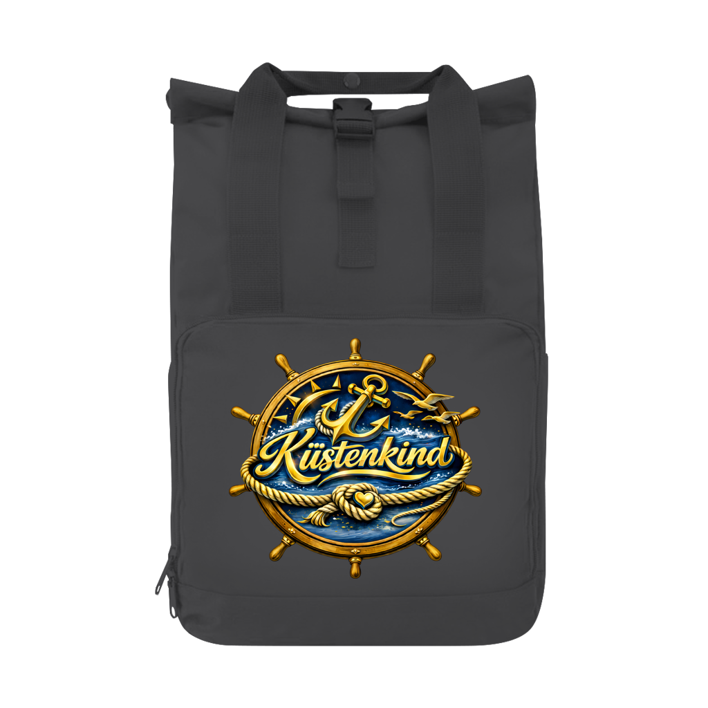 Rucksack mit Seitentasche Küstenkind #600 blau-gold  Gr. L