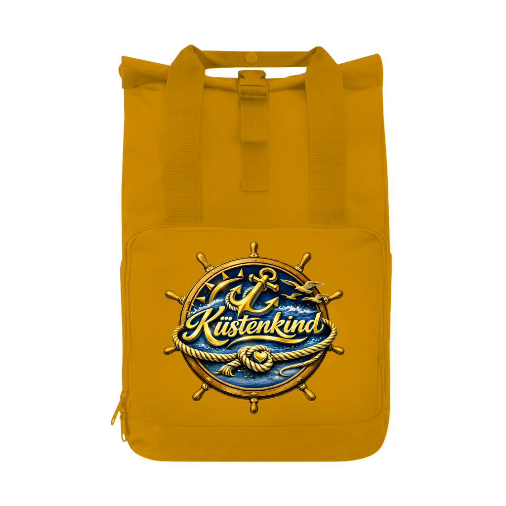 Rucksack mit Seitentasche Küstenkind #600 blau-gold  Gr. L