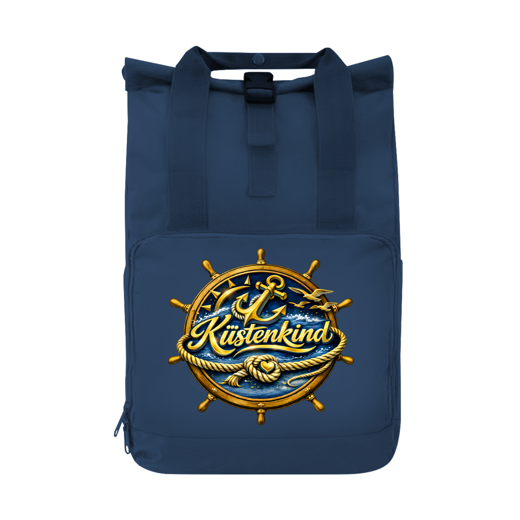 Rucksack mit Seitentasche Küstenkind #600 blau-gold  Gr. L