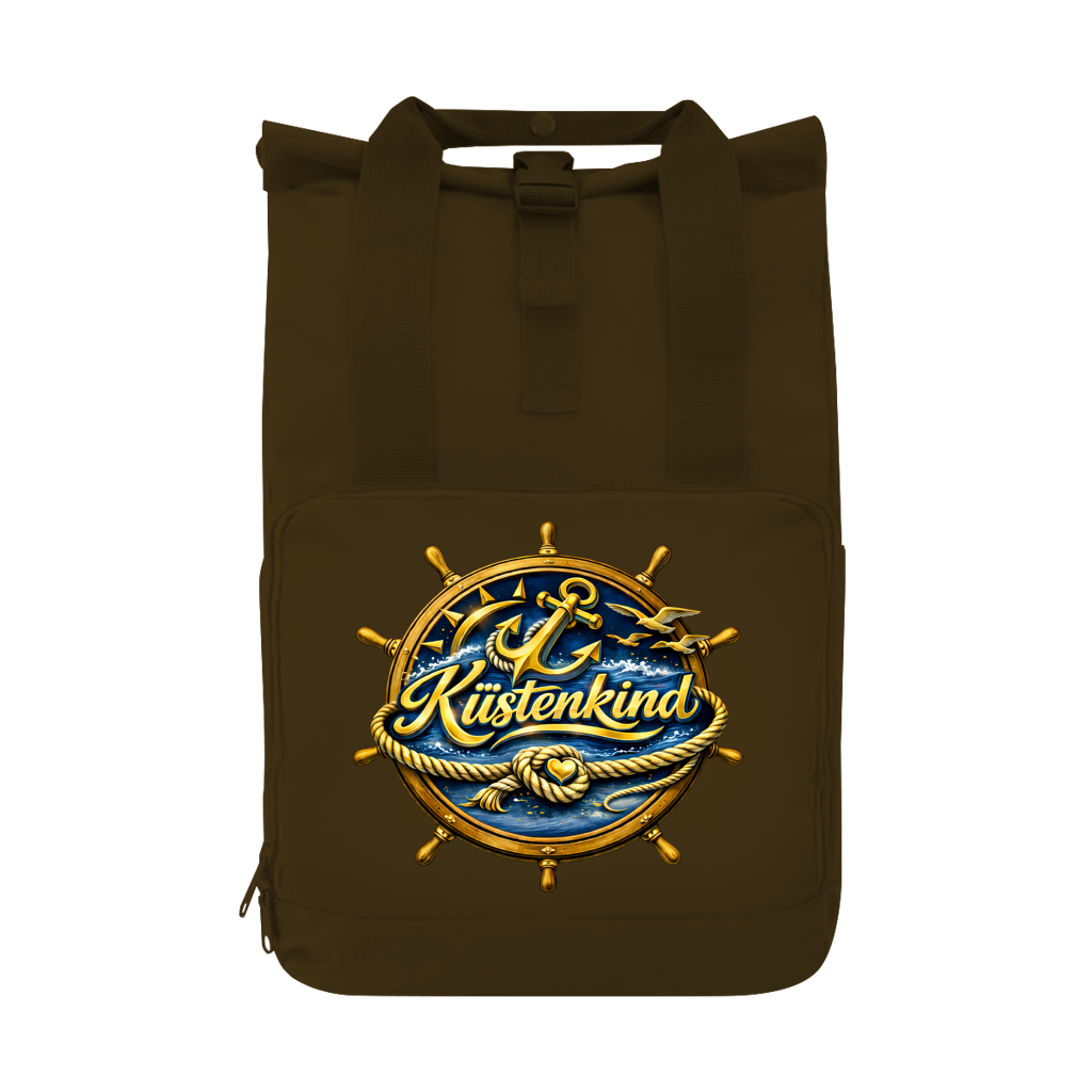 Rucksack mit Seitentasche Küstenkind #600 blau-gold  Gr. L