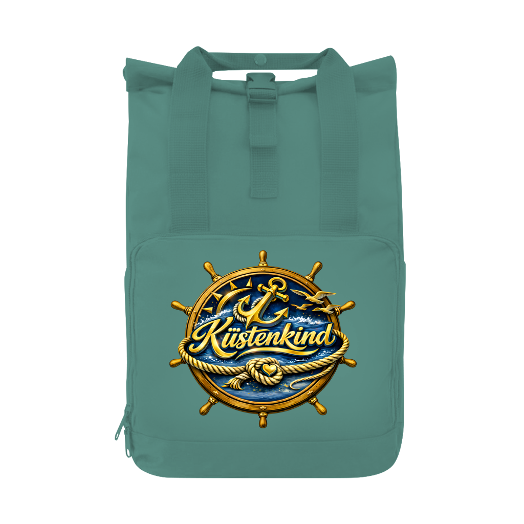 Rucksack mit Seitentasche Küstenkind #600 blau-gold  Gr. L