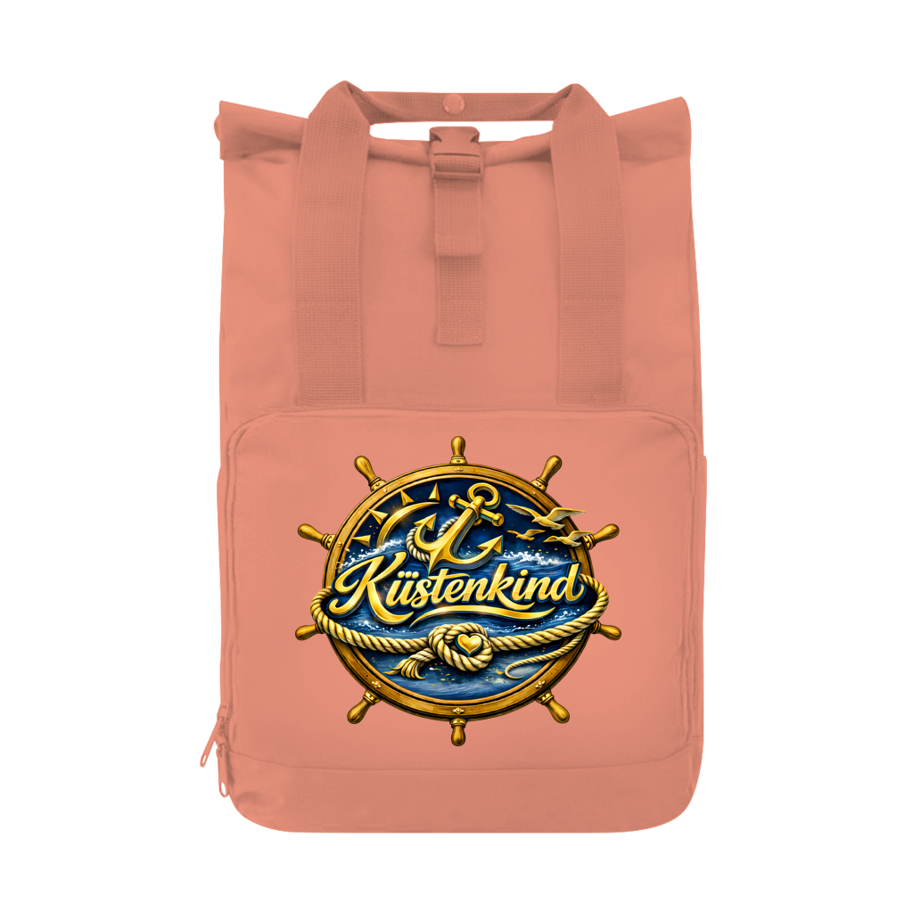 Rucksack mit Seitentasche Küstenkind #600 blau-gold  Gr. L