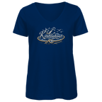T-Shirt Damen V-Neck Küstenkind #600 blau-silber