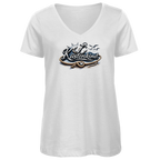 T-Shirt Damen V-Neck Küstenkind #600 blau-silber