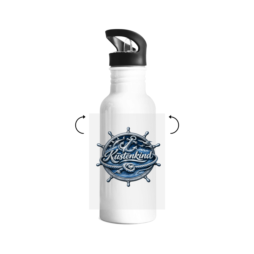 Edelstahl-Trinkflasche Küstenkind #600 blau-silber