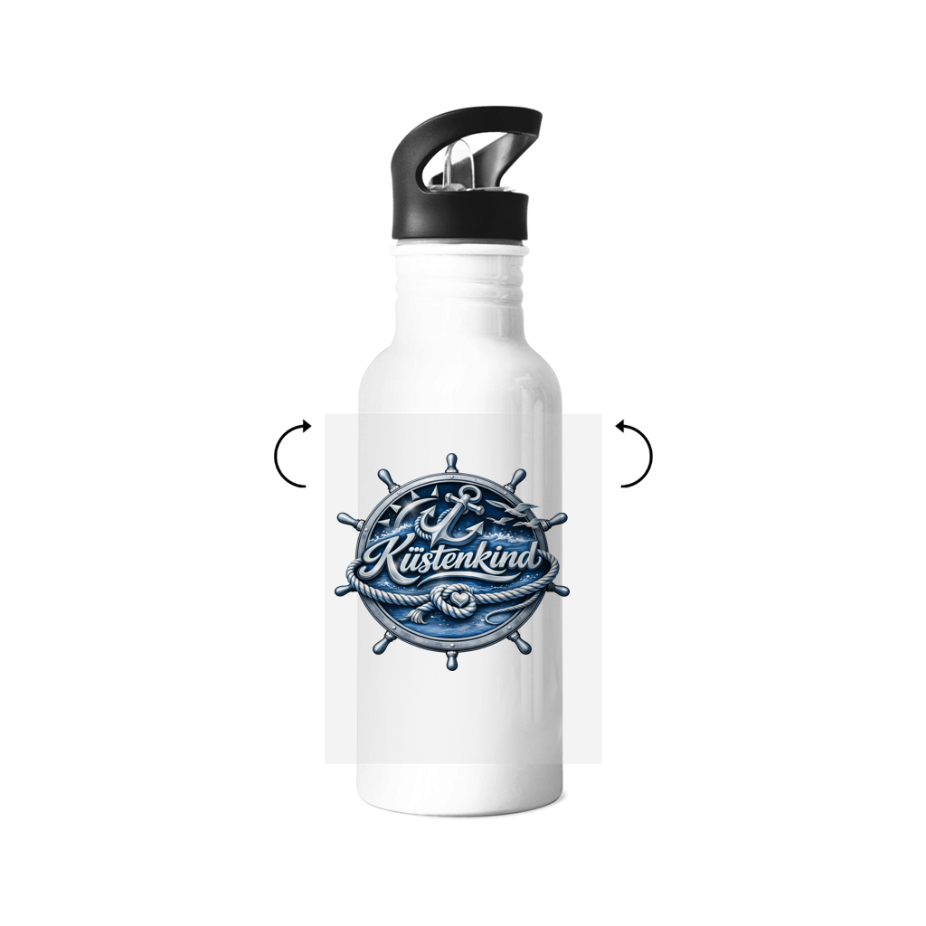 Edelstahl-Trinkflasche Küstenkind #600 blau-silber