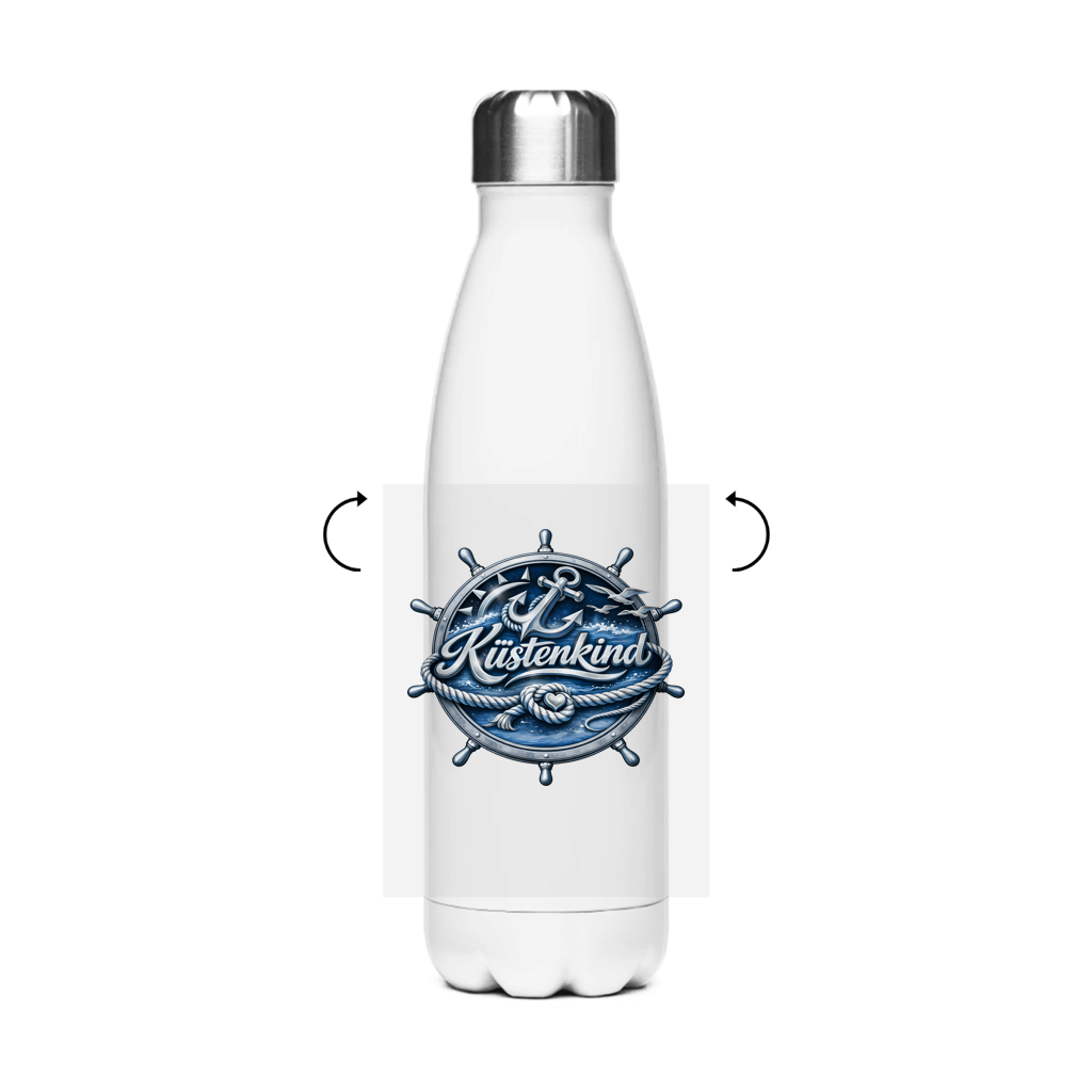 Edelstahl-Thermoflasche Küstenkind #600 blau-silber