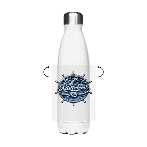 Edelstahl-Thermoflasche Küstenkind #600 blau-silber