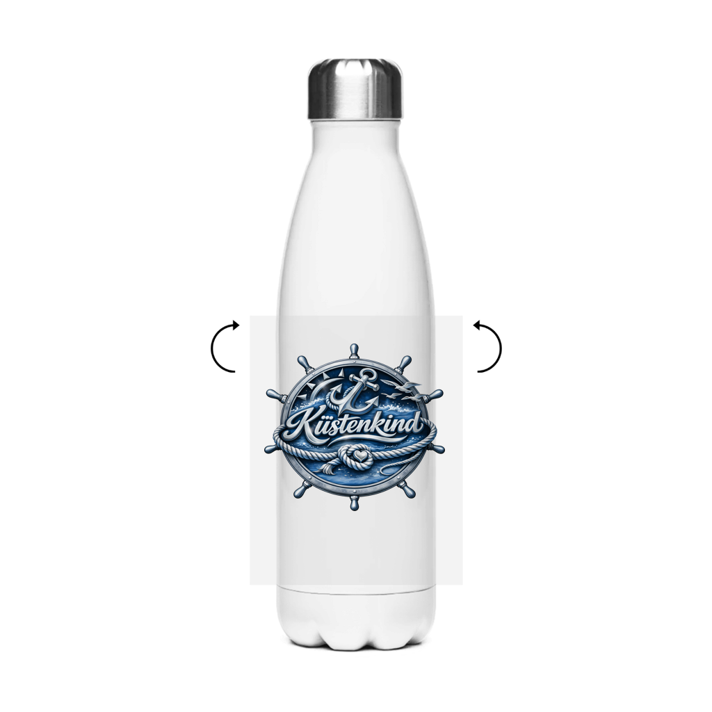Edelstahl-Thermoflasche Küstenkind #600 blau-silber