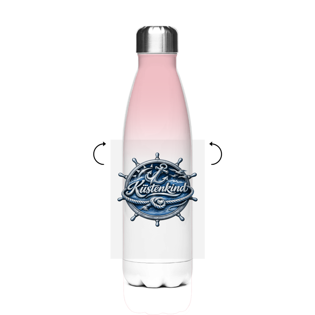 Edelstahl-Thermoflasche Küstenkind #600 blau-silber