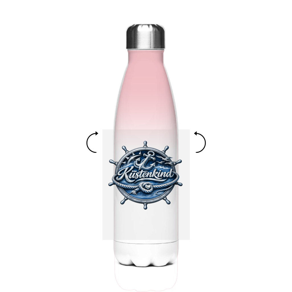 Edelstahl-Thermoflasche Küstenkind #600 blau-silber