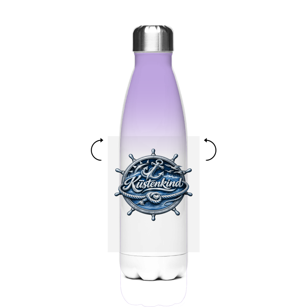 Edelstahl-Thermoflasche Küstenkind #600 blau-silber